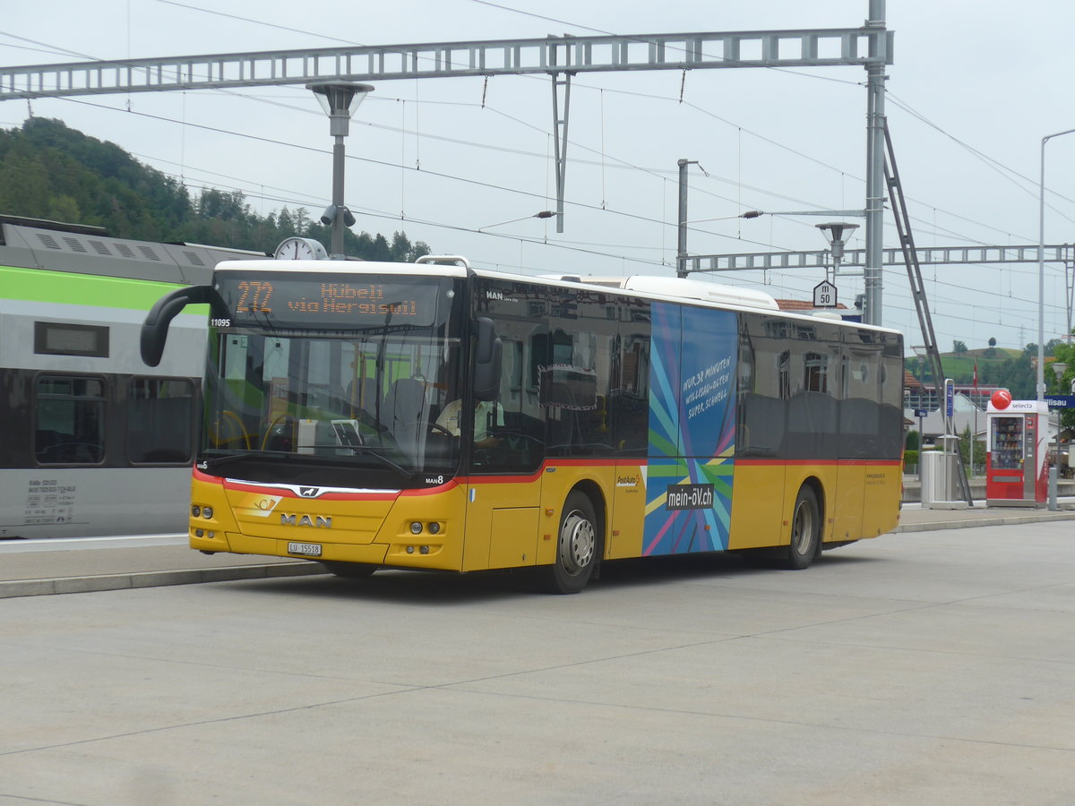 (218'012) - Amstein, Willisau - Nr. MAN 8/LU 15'518 - MAN am 14. Juni 2020 beim Bahnhof Willisau