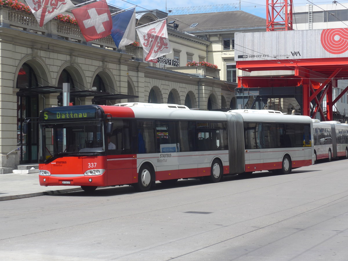 (218'230) - SW Winterthur - Nr. 337/ZH 730'337 - Solaris am 28. Juni 2020 beim Hauptbahnhof Winterthur