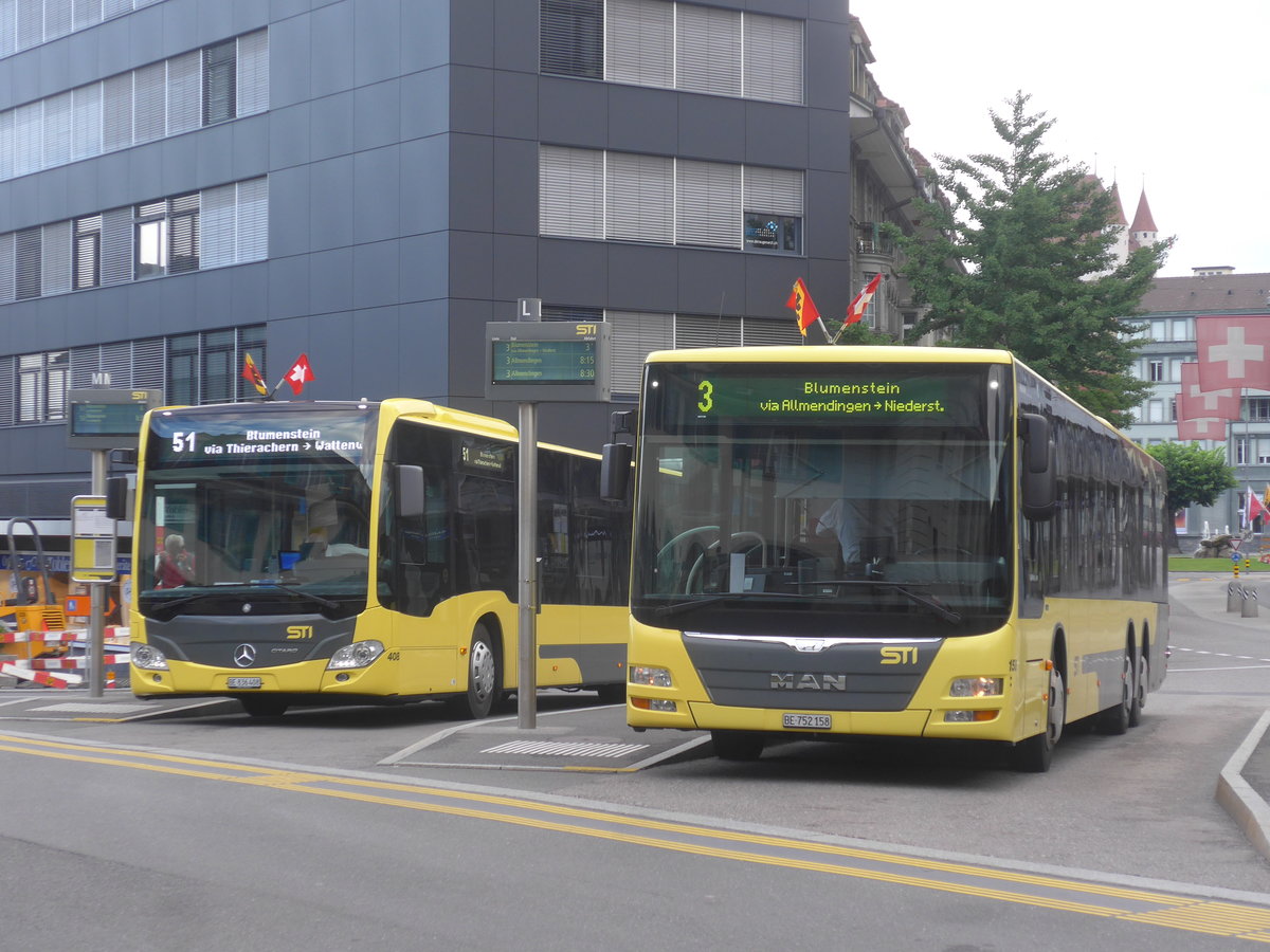 (219'300) - STI Thun - Nr. 158/BE 752'158 - MAN am 2. August 2020 beim Bahnhof Thun