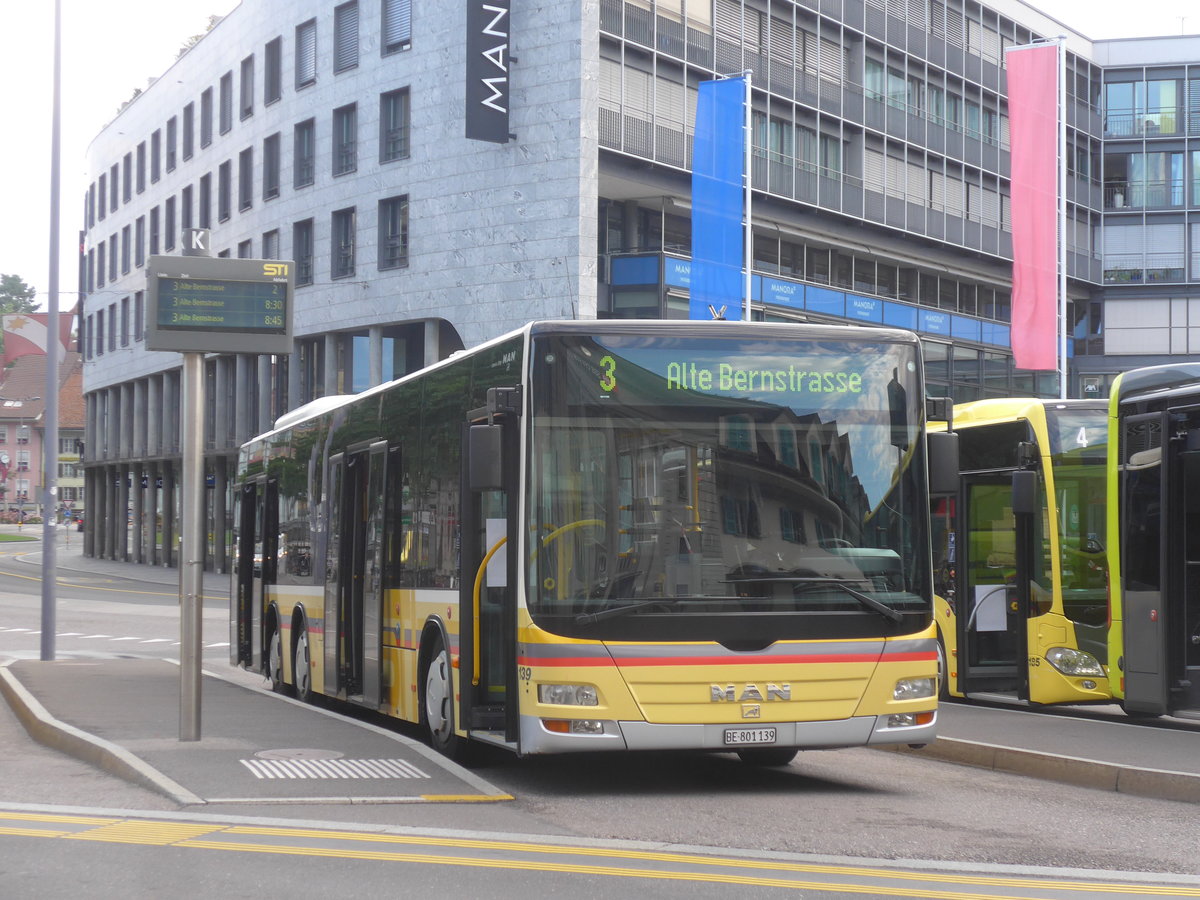 (219'305) - STI Thun - Nr. 139/BE 801'139 - MAN am 2. August 2020 beim Bahnhof Thun