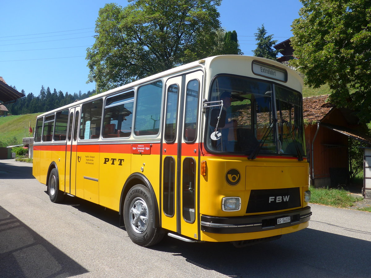 (219'572) - Birchler, Remetschwil - AG 54'039 - FBW/Tscher (ex Gerber, Winkel; ex Eggenberger, Mriken; ex Tanner, Bubendorf; ex P 24'803) am 9. August 2020 beim Bahnhof Emmenmatt