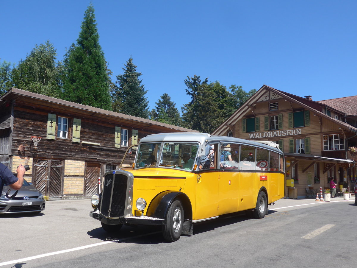 (219'584) - Schlapp, Cottens - FR 300'537 - Saurer/Saurer (ex SATEG, Lausanne; ex P 23'086; ex P 2138) am 9. August 2020 in Waldhusern, Kurhaus