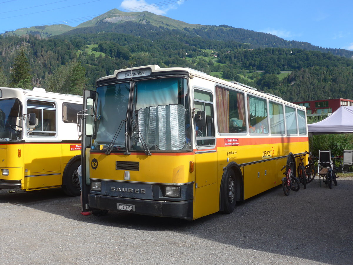 (219'689) - Schr, Ettenhausen - TG 175'032 - Saurer/R&J (ex Zimmermann, Kerns; ex Amstein, Willisau) am 16. August 2020 in Grsch, Bergbahnen