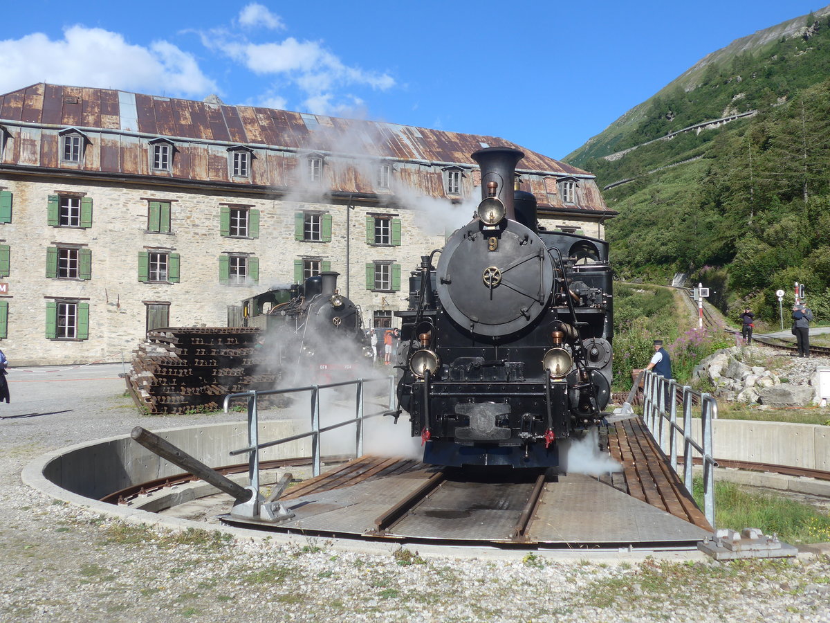(220'006) - DFB-Damplokomotive - Nr. 9 - am 22. August 2020 in Gletsch