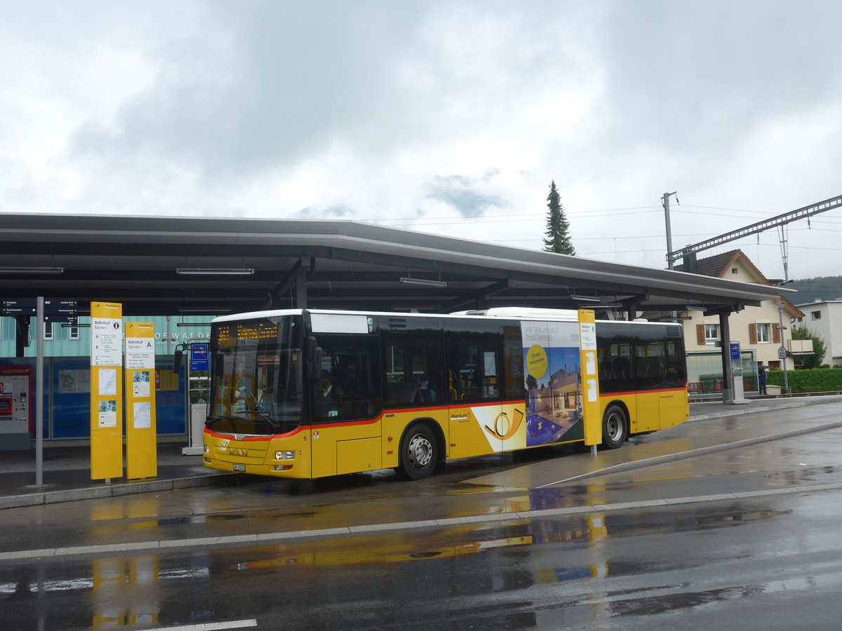 (220'181) - PostAuto Zentralschweiz - Nr. 9/OW 10'001 - MAN (ex Dillier, Sarnen Nr. 9) am 29. August 2020 beim Bahnhof Sarnen