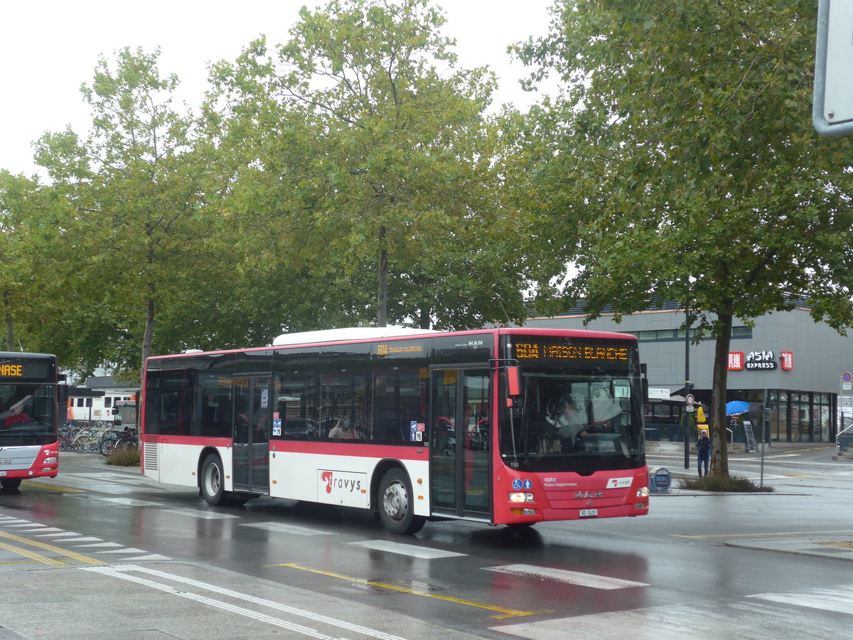 (220'325) - TRAVYS Yverdon - Nr. 110/VD 1419 - MAN am 30. August 2020 beim Bahnhof Yverdon