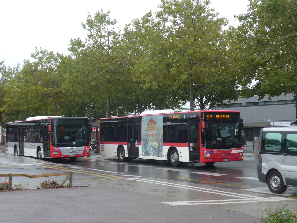 (220'329) - TRAVYS Yverdon - Nr. 114/VD 587'546 + Nr. 227/VD 178'780 - MAN am 30. August 2020 beim Bahnhof Yverdon