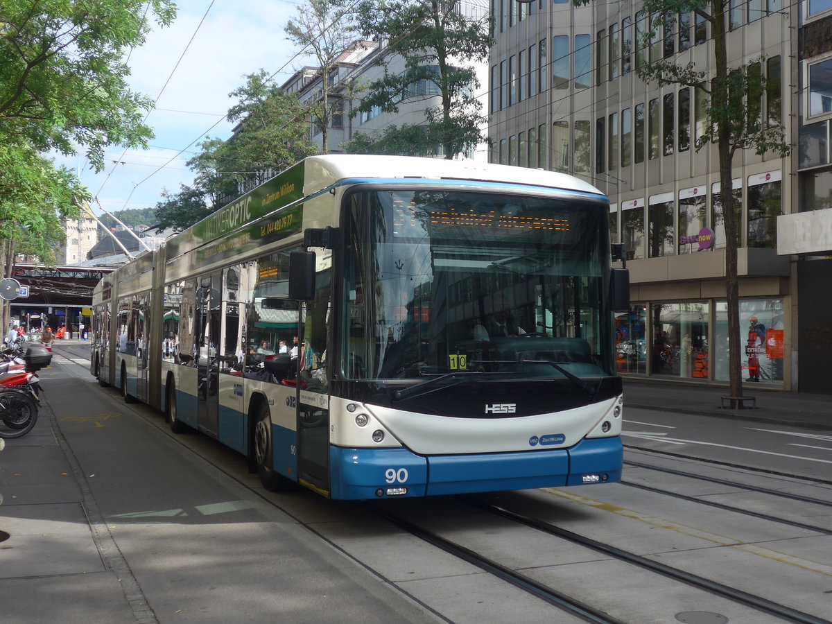 (220'967) - VBZ Z�rich - Nr. 90 - Hess/Hess Doppelgelenktrolleybus am 22. September 2020 in Z�rich, L�wenstrasse