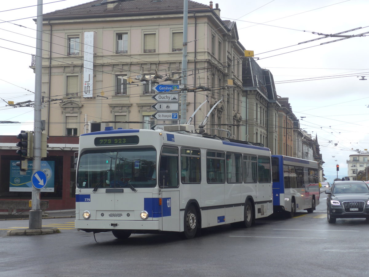 (221'038) - TL Lausanne - Nr. 779 - NAW/Lauber Trolleybus am 23. September 2020 in Lausanne, Chauderon