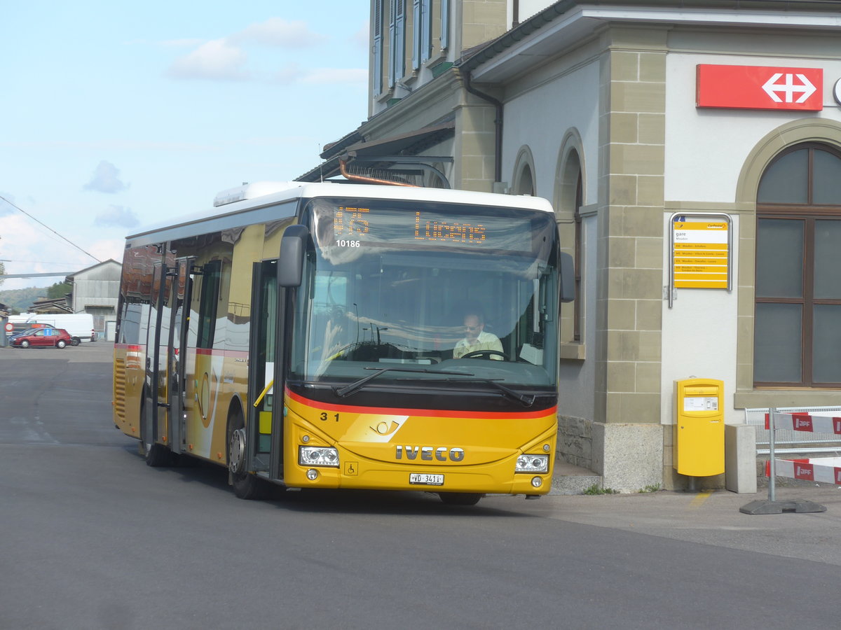 (221'135) - Faucherre, Moudon - Nr. 311/VD 3411 - Iveco am 23. September 2020 beim Bahnhof Moudon