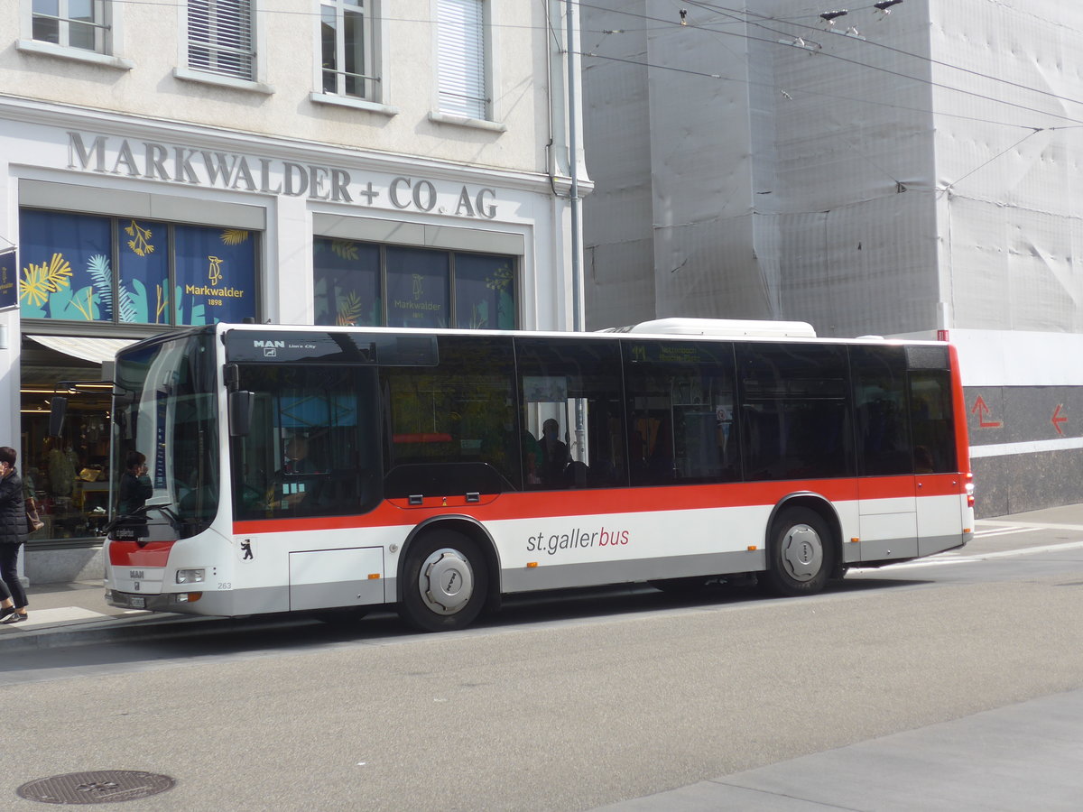 (221'227) - St. Gallerbus, St. Gallen - Nr. 263/SG 198'263 - MAN am 24. September 2020 beim Bahnhof St. Gallen