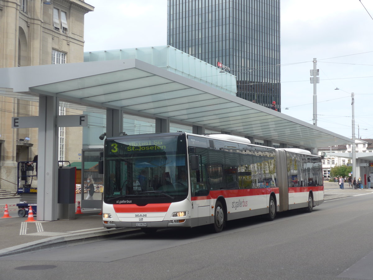 (221'292) - St. Gallerbus, St. Gallen - Nr. 296/SG 198'296 - MAN am 24. September 2020 beim Bahnhof St. Gallen