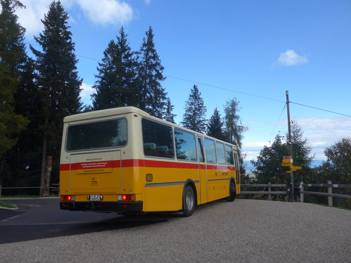 (221'607) - Kolb, Grasswil - Nr. 3/BE 93'915 - Saurer/R&J (ex Schmocker, Stechelberg Nr. 3; ex Schmocker, Stechelberg Nr. 1; ex Gertsch, Stechelberg Nr. 1) am 4. Oktober 2020 in Plaffeien, Gurli