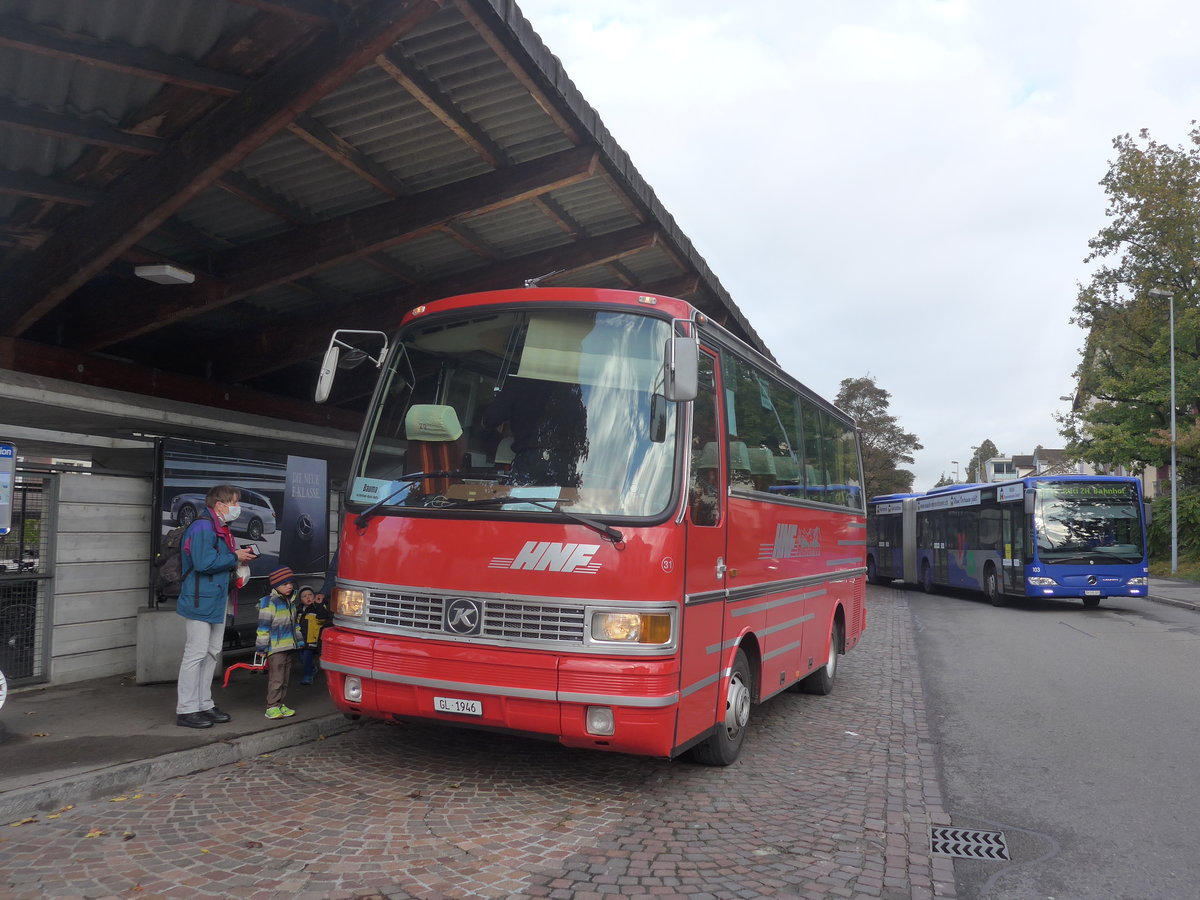 (221'801) - Biegger, Uster - Nr. 31/GL 1946 - Setra (ex AFA Adelboden Nr. 31; ex AFA Adelboden Nr. 10; ex Frhlich, Zrich) am 12. Oktober 2020 beim Bahnhof Hinwil