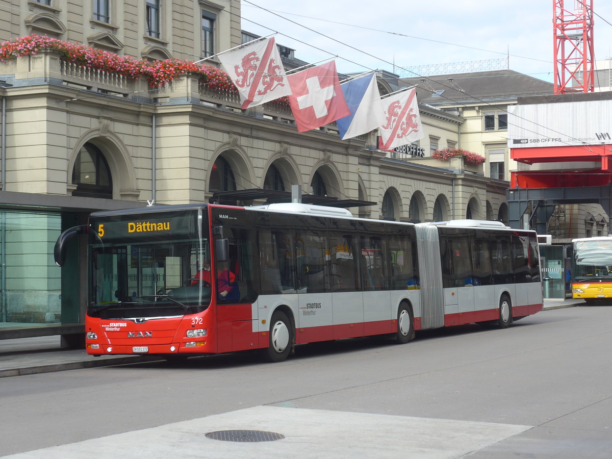 (222'045) - SW Winterthur - Nr. 372/ZH 501'372 - MAN am 18. Oktober 2020 beim Hauptbahnhof Winterthur