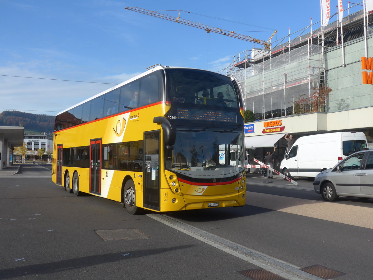 (222'462) - PostAuto Ostschweiz - SG 445'305 - Alexander Dennis (ex AR 45'267) am 22. Oktober 2020 beim Bahnhof Wattwil