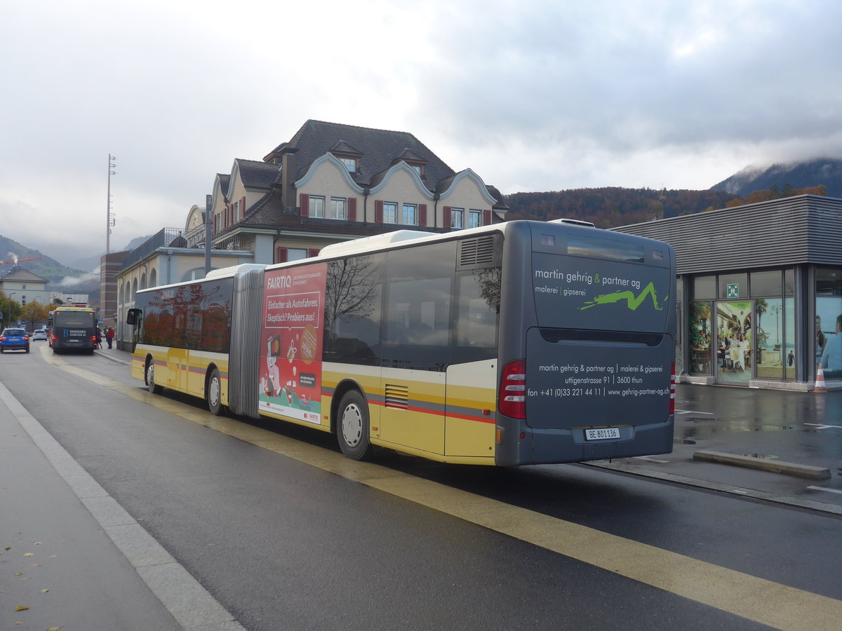 (222'567) - STI Thun - Nr. 136/BE 801'136 - Mercedes am 24. Oktober 2020 beim Bahnhof Spiez