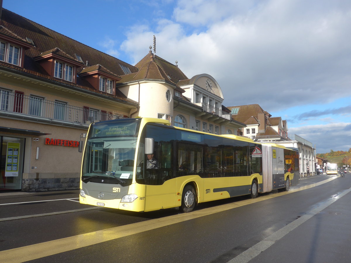 (222'587) - STI Thun - Nr. 167/BE 752'167 - Mercedes am 24. Oktober 2020 beim Bahnhof Spiez