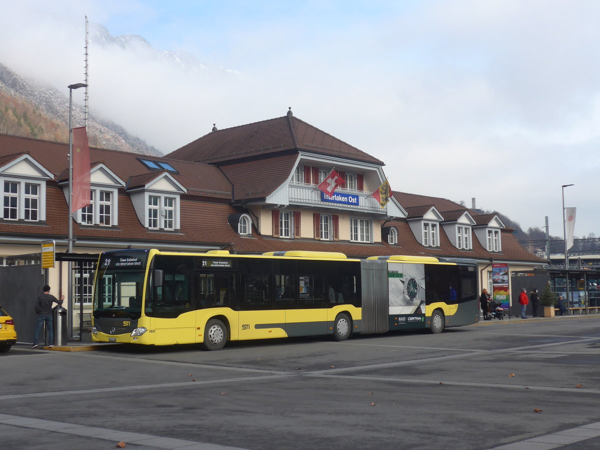 (222'978) - STI Thun - Nr. 183/BE 804'183 - Mercedes am 8. Dezember 2020 beim Bahnhof Interlaken Ost