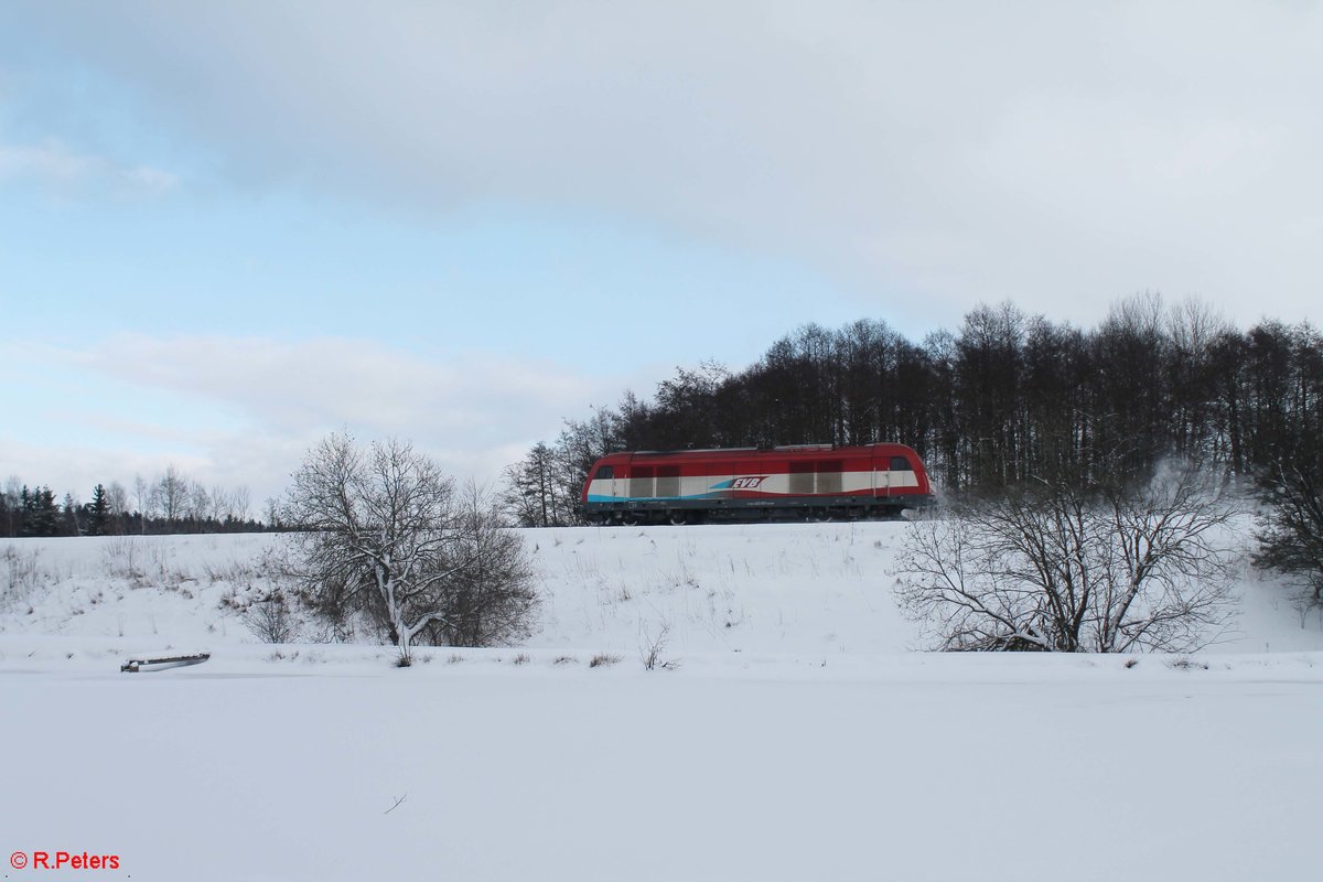 223 031 auf dem Weg von Regensburg nach Cheb um ein Kesselzug zu holen, bei Oberteich. 17.01.17