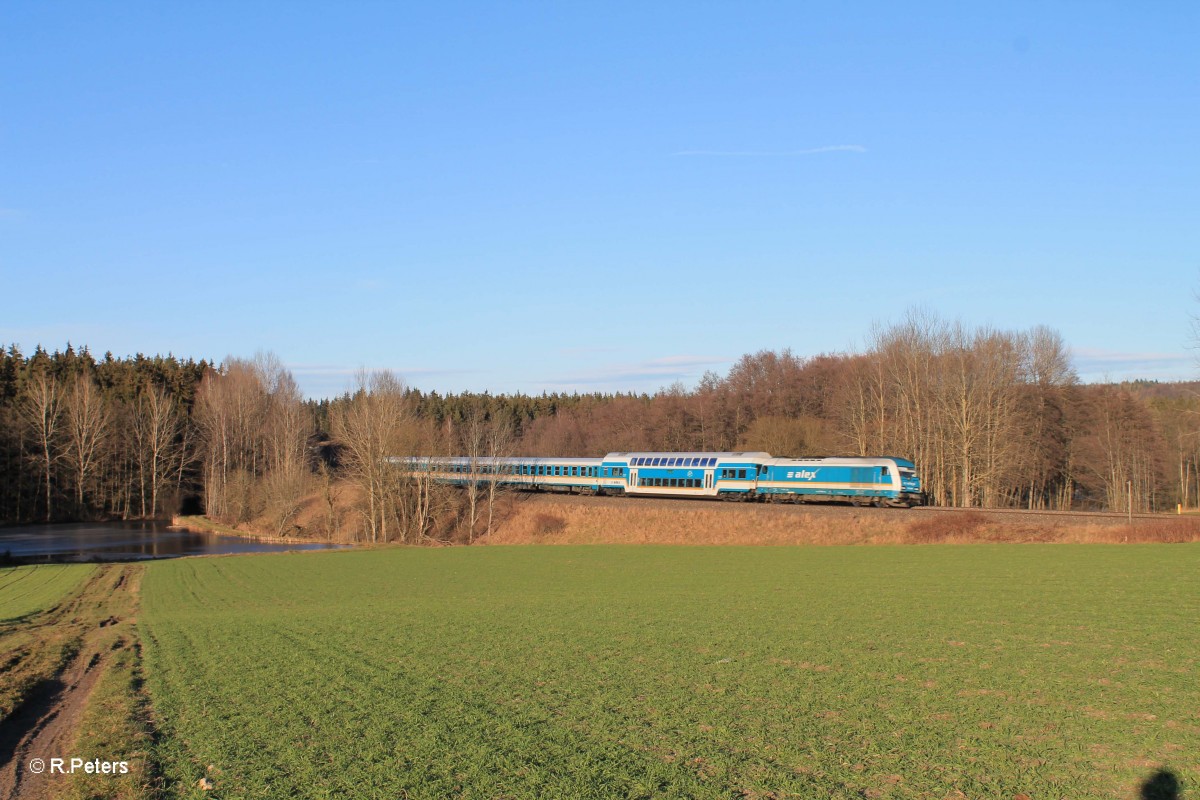 223 062 zieht bei Oberteich den ALX84115 Hof - München. 29.01.16