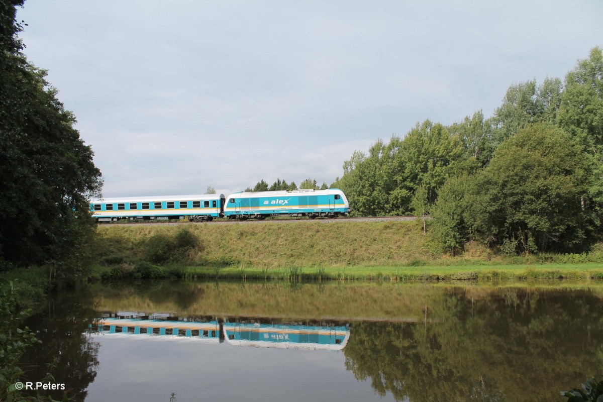 223 063 mit dem verspäteten ALX84106 München - Hof bei Oberteich. 29.08.14