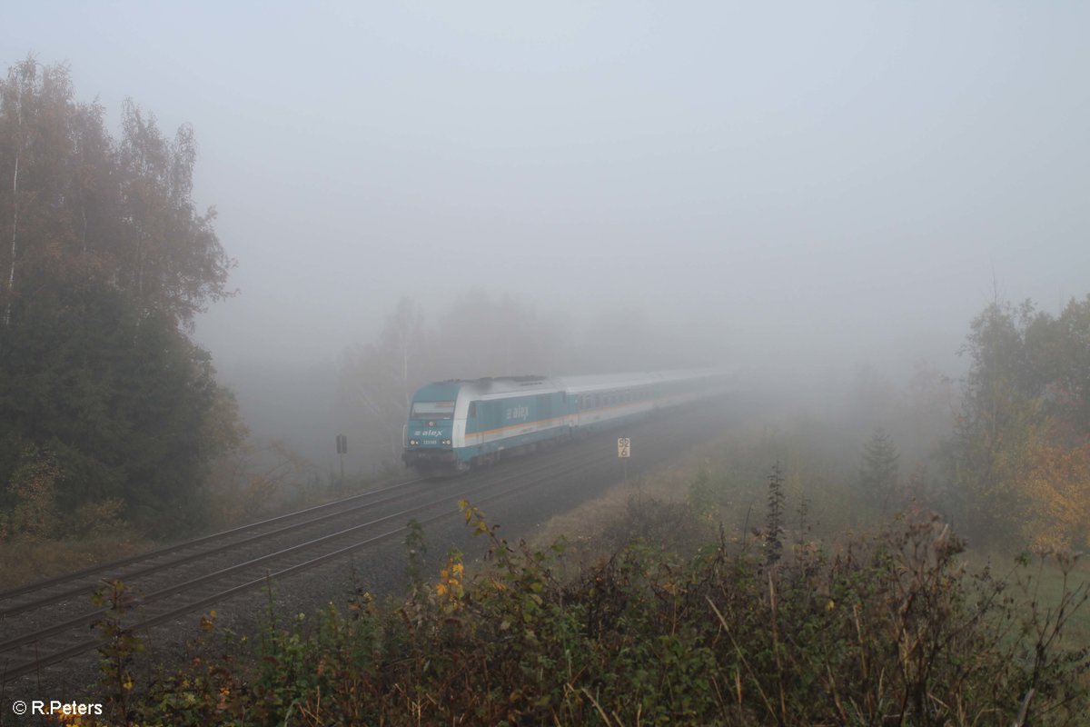 223 065 zieht den ALX84111 Hof - München bei Marktredwitz durch den Nebel. 18.10.17