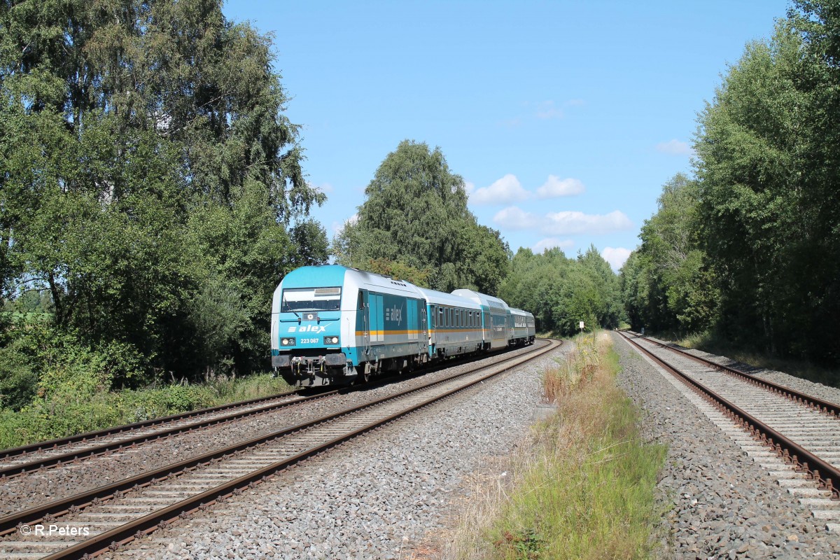 223 067 mit dem ALX81115 Hof nach Mnchen bei Schnfeld. 05.09.13