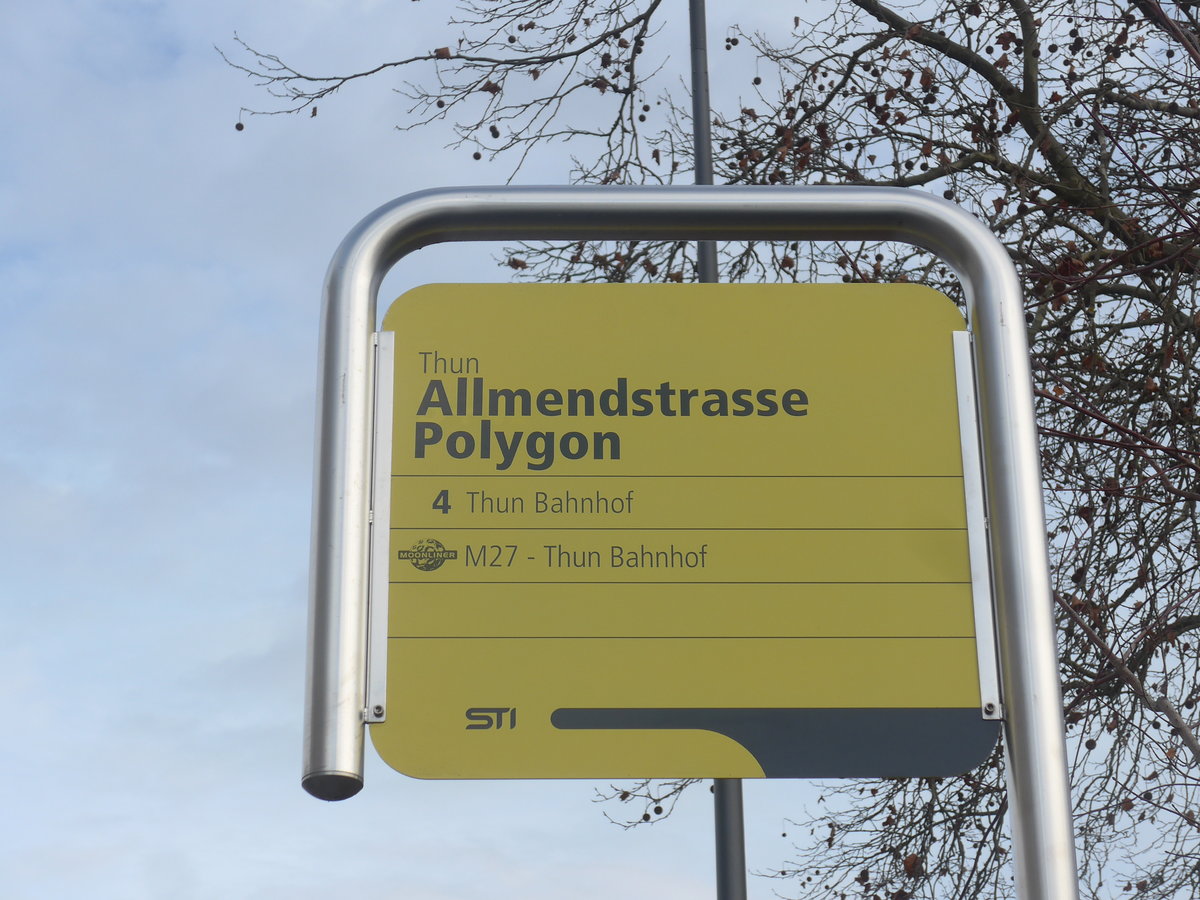 (223'018) - STI-Haltestelle - Thun, Allmendstrasse Polygon - am 14. Dezember 2020