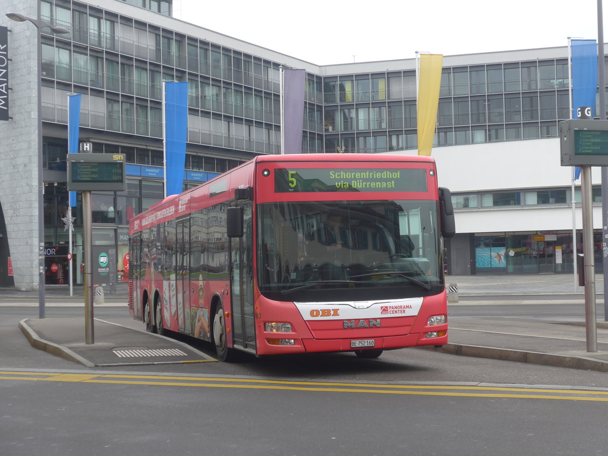 (223'276) - STI Thun - Nr. 160/BE 752'160 - MAN am 3. Januar 2021 beim Bahnhof Thun