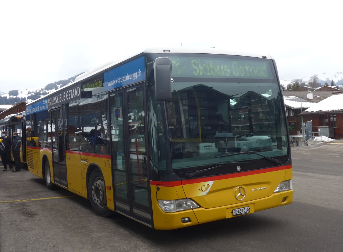 (223'454) - PostAuto Bern - BE 489'810 - Mercedes (ex Portenier, Adelboden Nr. 10) am 7. Februar 2021 beim Bahnhof Gstaad