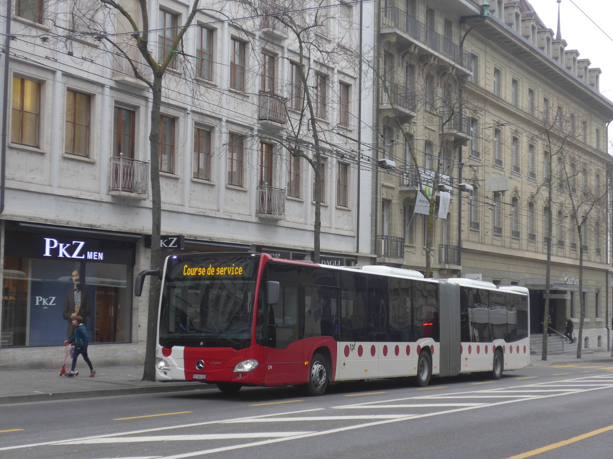 (223'508) - TPF Fribourg - Nr. 174/FR 300'329 - Mercedes am 12. Februar 2021 beim Bahnhof Fribourg