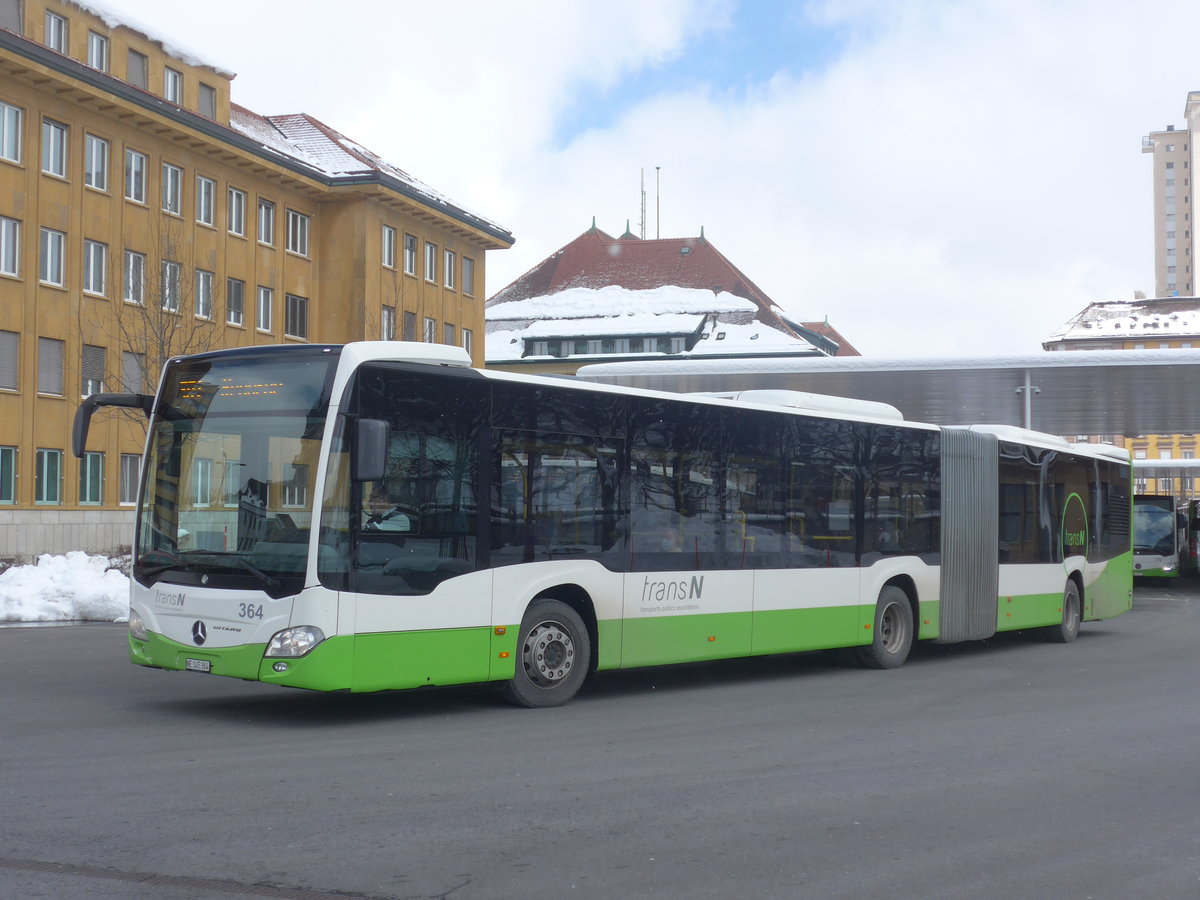 (224'280) - transN, La Chaux-de-Fonds - Nr. 364/NE 145'364 - Mercedes am 20. Mrz 2021 beim Bahnhof La Chaux-de-Fonds