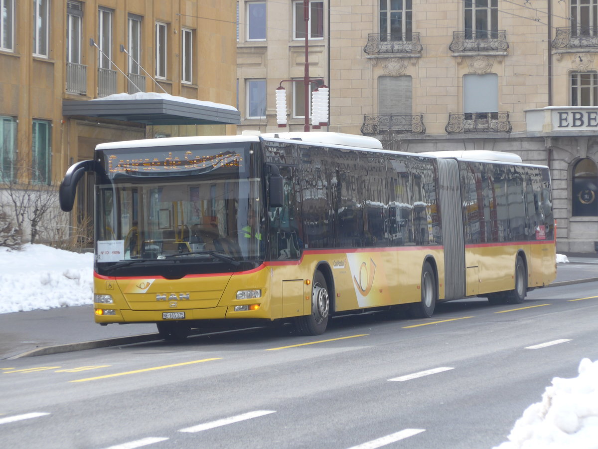 (224'291) - Buchard, Leytron - NE 165'373 - MAN (ex VS 241'996; ex Nr. 159) am 20. Mrz 2021 beim Bahnhof La Chaux-de-Fonds (Einsatz CarPostal)