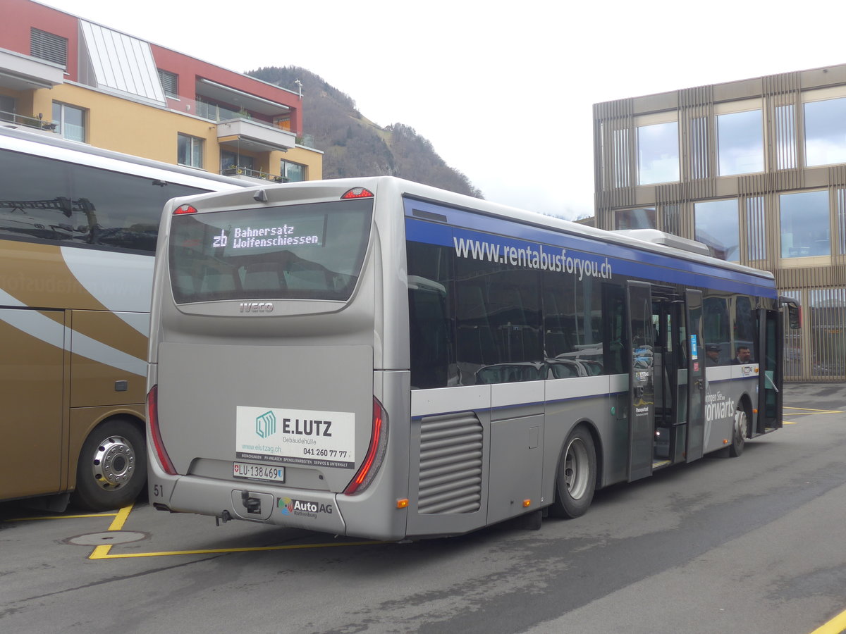 (224'432) - AAGR Rothenburg - Nr. 51/LU 138'469 - Iveco am 27. Mrz 2021 beim Bahnhof Stansstad