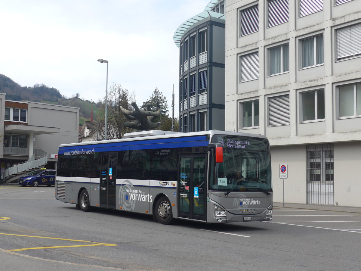 (224'833) - AAGR Rothenburg - Nr. 51/LU 138'469 - Iveco am 5. April 2021 beim Bahnhof Stans