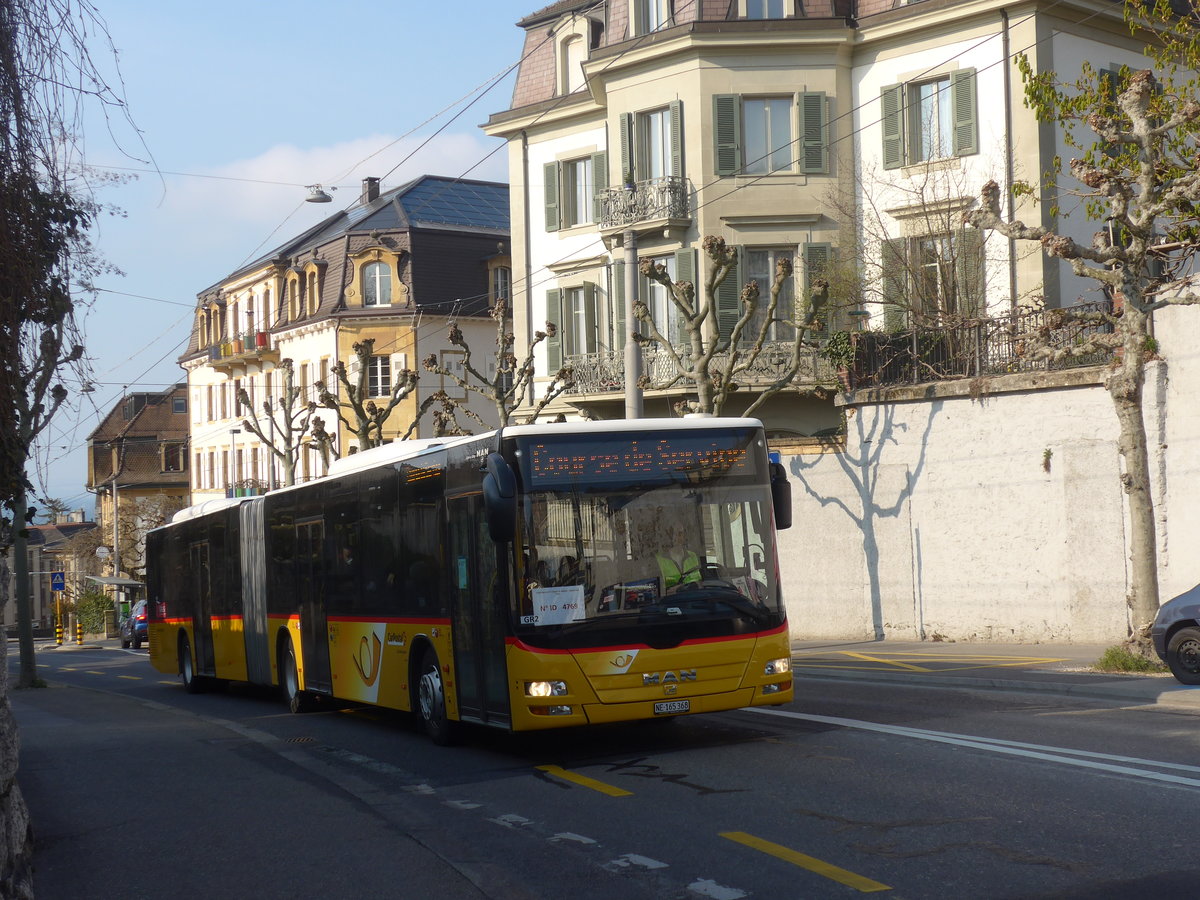 (225'011) - Buchard, Leytron - NE 165'368 - MAN (ex VS 223'348; ex Nr. 161) am 17. April 2021 in Neuchtel, Avenue de la Gare (Einsatz CarPostal)
