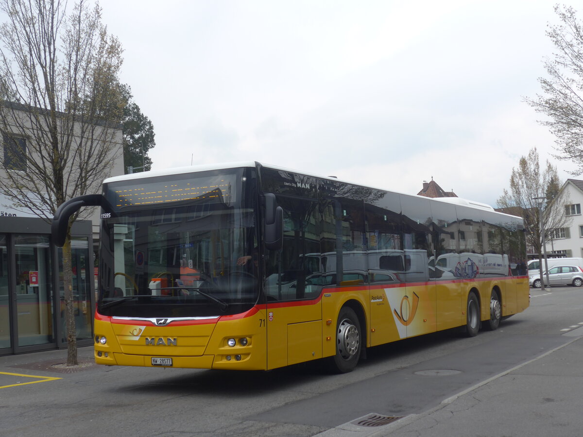 (225'086) - PostAuto Zentralschweiz - Nr. 71/NW 28'577 - MAN am 18. April 2021 beim Bahnhof Stans