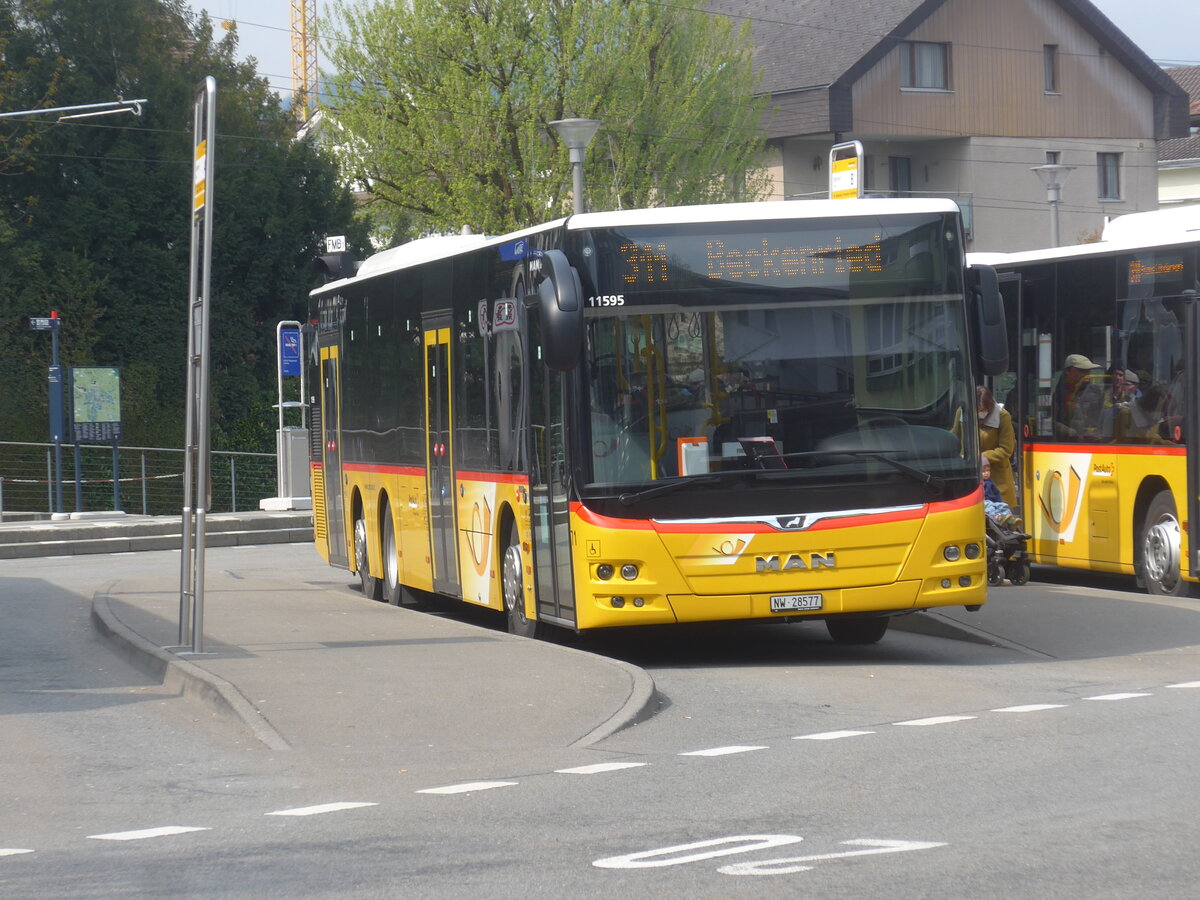 (225'089) - PostAuto Zentralschweiz - Nr. 71/NW 28'577 - MAN am 18. April 2021 beim Bahnhof Stans