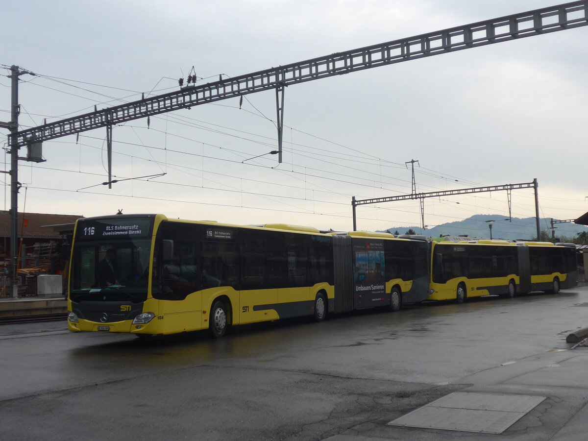 (225'244) - STI Thun - Nr. 184/BE 804'184 - Mercedes am 26. April 2021 beim Bahnhof Wimmis