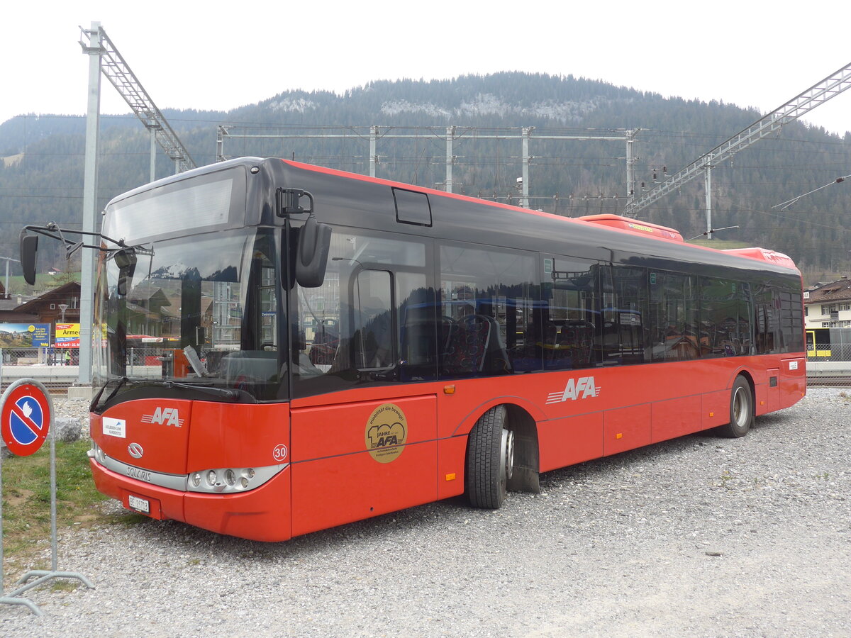 (225'269) - AFA Adelboden - Nr. 30/BE 26'703 - Solaris am 27. April 2021 beim Bahnhof Zweisimmen