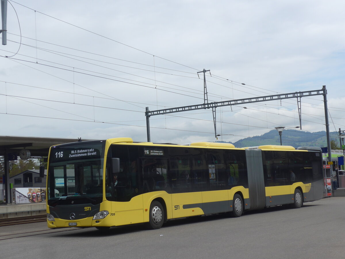 (225'363) - STI Thun - Nr. 709/BE 865'709 - Mercedes am 30. April 2021 beim Bahnhof Wimmis