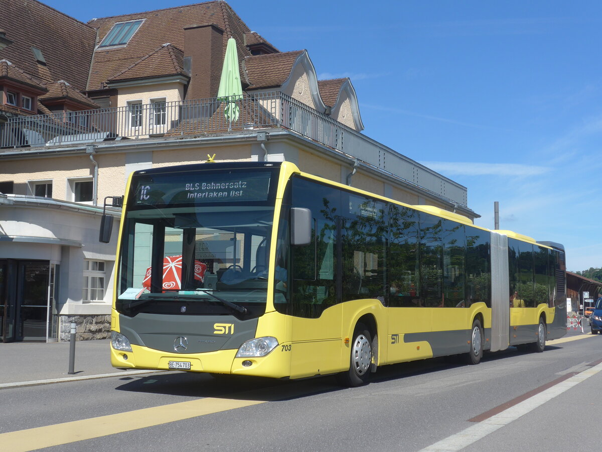 (226'025) - STI Thun - Nr. 703/BE 754'703 - Mercedes am 26. Juni 2021 beim Bahnhof Spiez