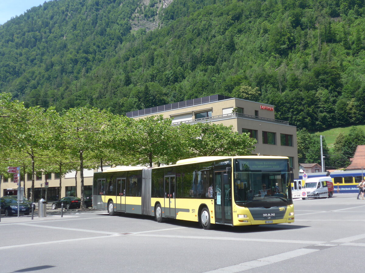 (226'049) - STI Thun - Nr. 144/BE 801'144 - MAN am 26. Juni 2021 beim Bahnhof Interlaken Ost