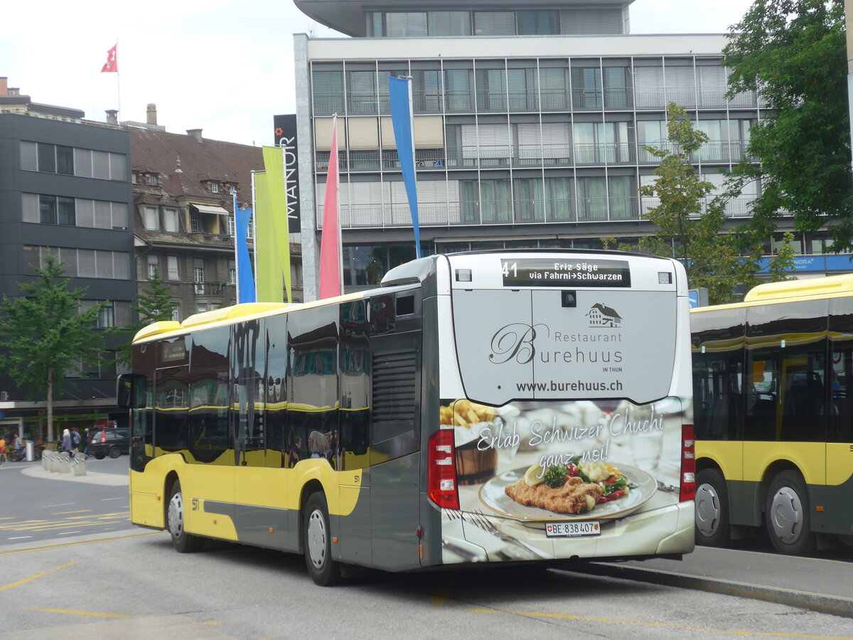 (226'804) - STI Thun - Nr. 407/BE 838'407 - Mercedes am 26. Juli 2021 beim Bahnhof Thun