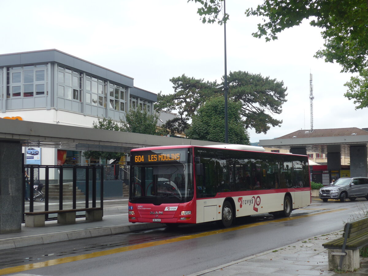 (226'871) - TRAVYS Yverdon - Nr. 110/VD 1419 - MAN am 1. August 2021 beim Bahnhof Yverdon