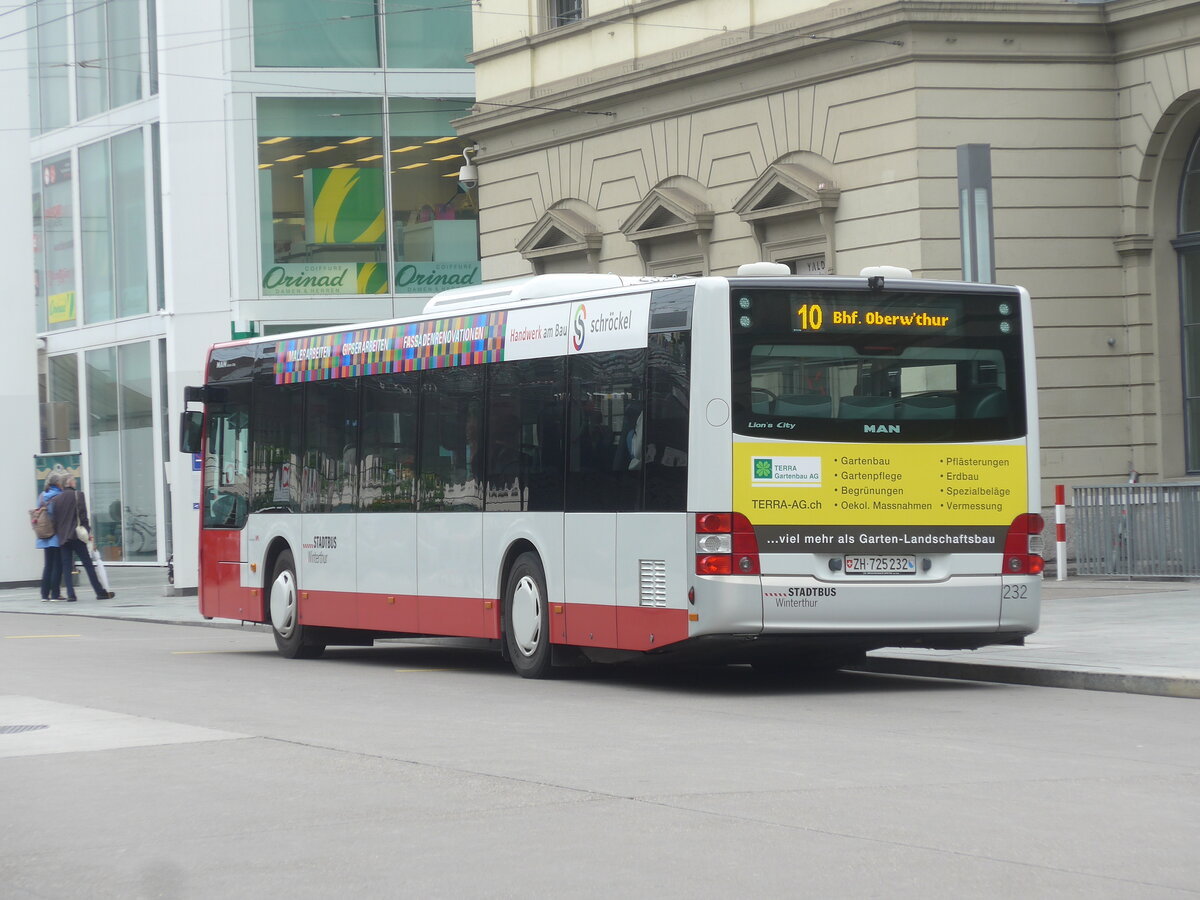 (227'131) - SW Winterthur - Nr. 232/ZH 725'232 - MAN am 8. August 2021 beim Hauptbahnhof Winterthur