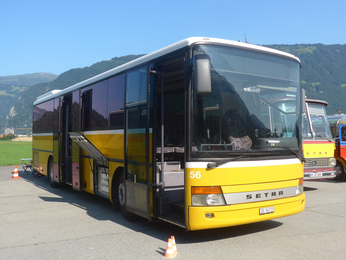 (227'382) - Laut-Hell-Visuell, Baar - Nr. 56/ZG 54'723 - Setra (ex Autopostale, Muggio Nr. 535; ex AutoPostale Ticino Nr. 535; ex Marchetti, Airolo Nr. 3) am 21. August 2021 in Interlaken, Flugplatz