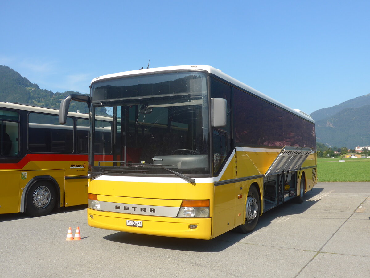 (227'383) - Laut-Hell-Visuell, Baar - Nr. 56/ZG 54'723 - Setra (ex Autopostale, Muggio Nr. 535; ex AutoPostale Ticino Nr. 535; ex Marchetti, Airolo Nr. 3) am 21. August 2021 in Interlaken, Flugplatz