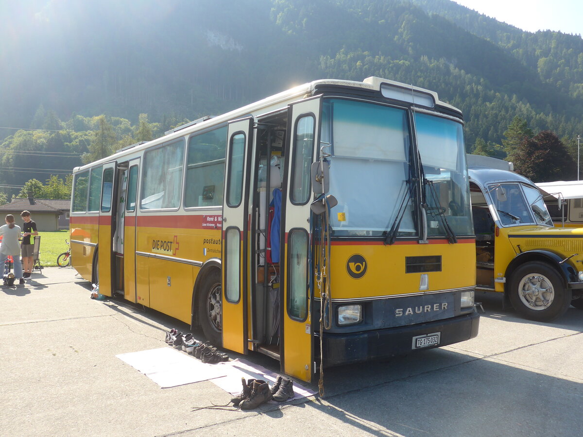 (227'433) - Schr, Ettenhausen - TG 175'032 - Saurer/R&J (ex Zimmermann, Kerns; ex Amstein, Willisau) am 21. August 2021 in Interlaken, Flugplatz